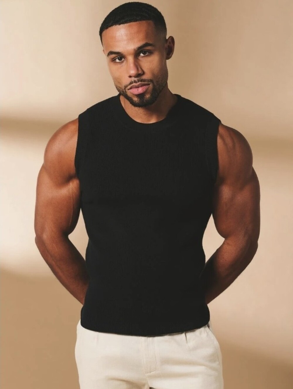 Tailored Athlete Mens Black Knitted Tank Top Size Large NWT $80